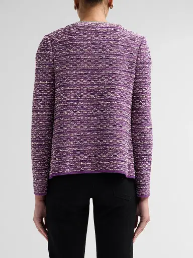 Misook Women's Eyelash Ribbon Knit Jacket - Fresh Purple Biscotti | Thumbnail 3 Misook Women's Eyelash Ribbon Knit Jacket - Fresh Purple Biscotti | Thumbnail 3