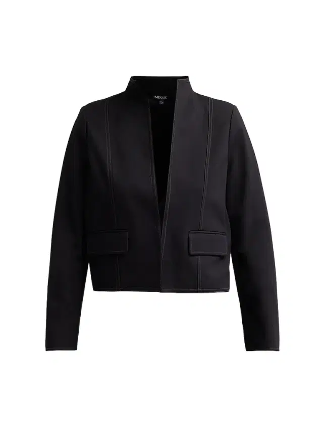 Women's Ponte Contrast Stitch Jacket - Black Charmeuse Women's Ponte Contrast Stitch Jacket - Black Charmeuse