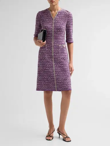 Misook Women's Metallic Tweed Knit Sheath Dress - Fresh Purple Biscotti | Thumbnail 2 Misook Women's Metallic Tweed Knit Sheath Dress - Fresh Purple Biscotti | Thumbnail 2