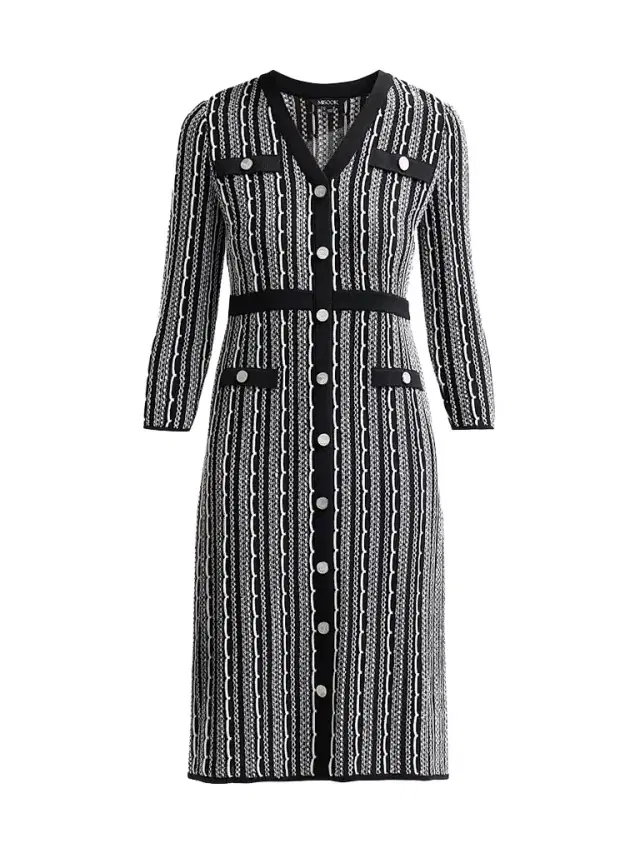 Women's Vertical Stitch Knit Sheath Dress - Black New Women's Vertical Stitch Knit Sheath Dress - Black New