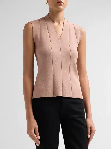 Misook Women's Princess Seam V-Neck Tank - Charmeuse | Thumbnail 4 Misook Women's Princess Seam V-Neck Tank - Charmeuse | Thumbnail 4