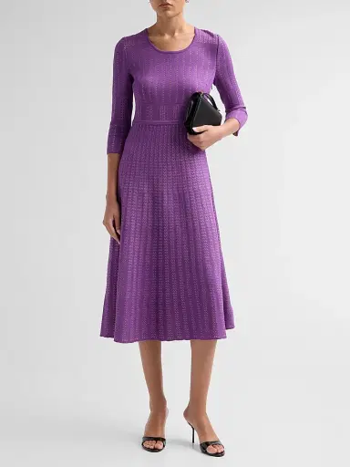 Misook Women's Multi-Stitch Soft Knit Midi Dress - Fresh Purple Biscotti | Thumbnail 2 Misook Women's Multi-Stitch Soft Knit Midi Dress - Fresh Purple Biscotti | Thumbnail 2