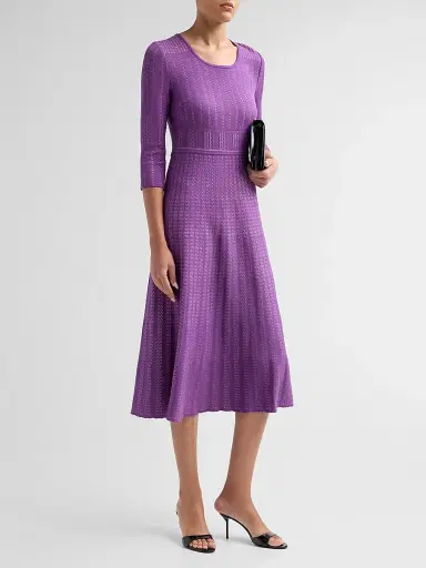 Misook Women's Multi-Stitch Soft Knit Midi Dress - Fresh Purple Biscotti | Thumbnail 4 Misook Women's Multi-Stitch Soft Knit Midi Dress - Fresh Purple Biscotti | Thumbnail 4