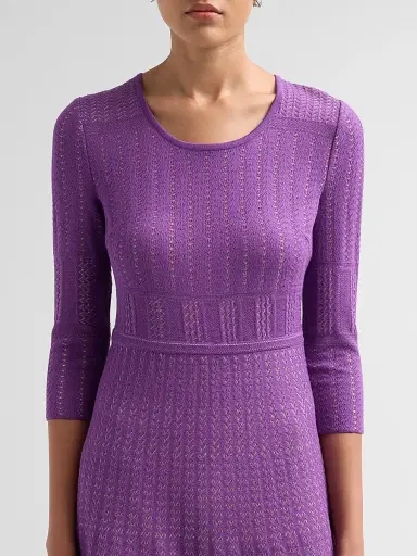 Misook Women's Multi-Stitch Soft Knit Midi Dress - Fresh Purple Biscotti | Thumbnail 5 Misook Women's Multi-Stitch Soft Knit Midi Dress - Fresh Purple Biscotti | Thumbnail 5