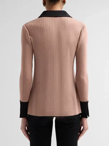 Misook Women's Mixed Media Soft Knit Shirt - Charmeuse Black | Thumbnail 3 Misook Women's Mixed Media Soft Knit Shirt - Charmeuse Black | Thumbnail 3