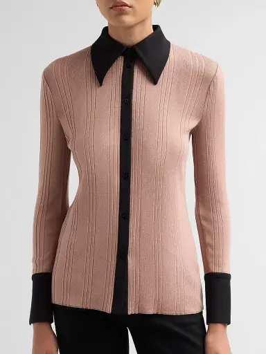 Misook Women's Mixed Media Soft Knit Shirt - Charmeuse Black | Thumbnail 5 Misook Women's Mixed Media Soft Knit Shirt - Charmeuse Black | Thumbnail 5