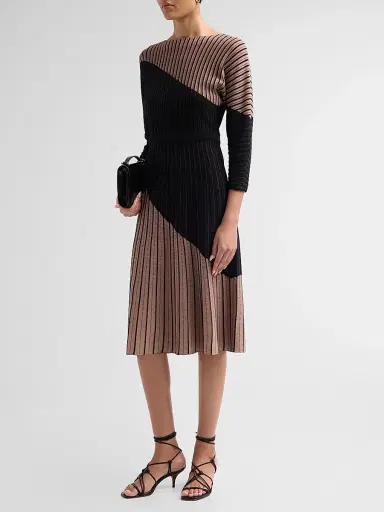 Misook Women's Colorblocked Knit Midi Dress - Charmeuse Black | Thumbnail 4 Misook Women's Colorblocked Knit Midi Dress - Charmeuse Black | Thumbnail 4