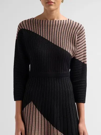 Misook Women's Colorblocked Knit Midi Dress - Charmeuse Black | Thumbnail 5 Misook Women's Colorblocked Knit Midi Dress - Charmeuse Black | Thumbnail 5