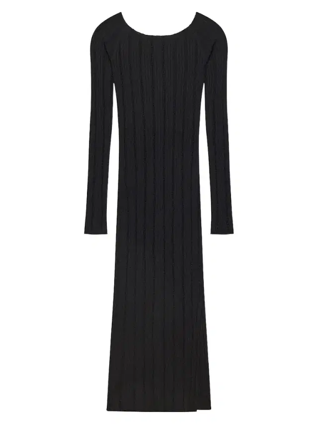Women's Ribbed Pointelle Midi Dress - Black Women's Ribbed Pointelle Midi Dress - Black