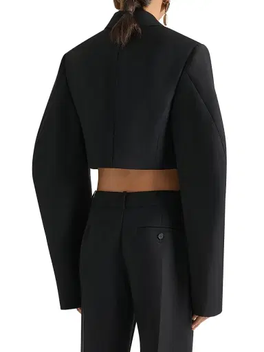 Givenchy Women's Cropped Cocoon Blazer in Wool and Wohair - Black | Thumbnail 3 Givenchy Women's Cropped Cocoon Blazer in Wool and Wohair - Black | Thumbnail 3