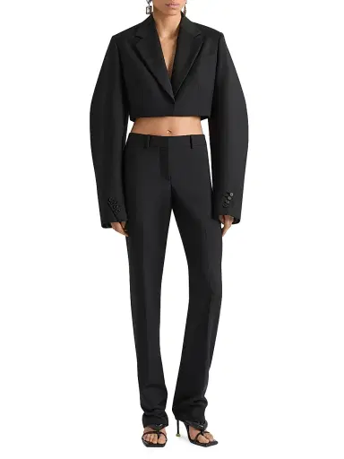 Givenchy Women's Cropped Cocoon Blazer in Wool and Wohair - Black | Thumbnail 4 Givenchy Women's Cropped Cocoon Blazer in Wool and Wohair - Black | Thumbnail 4