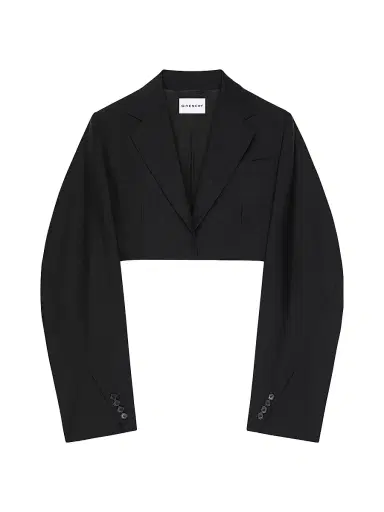 Givenchy Women's Cropped Cocoon Blazer in Wool and Wohair - Black | Thumbnail 1 Givenchy Women's Cropped Cocoon Blazer in Wool and Wohair - Black | Thumbnail 1