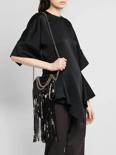 Stella McCartney Women's Falabella Sequined Fringe Bag - Black | Thumbnail 2 Stella McCartney Women's Falabella Sequined Fringe Bag - Black | Thumbnail 2