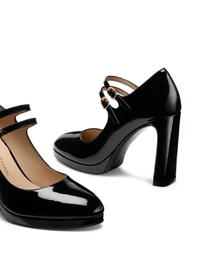 Stuart Weitzman Women's Babette 100MM Patent Leather Platform Mary Janes Pumps - Black | Thumbnail 4 Stuart Weitzman Women's Babette 100MM Patent Leather Platform Mary Janes Pumps - Black | Thumbnail 4