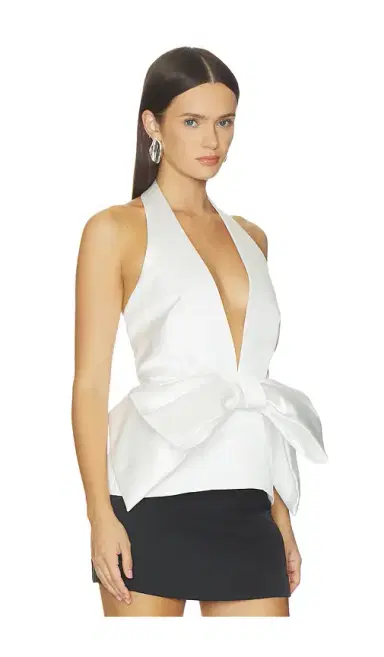 Prabal Gurung Deep V-neck Halter Satin Top | Thumbnail 2 Prabal Gurung Deep V-neck Halter Satin Top | Thumbnail 2