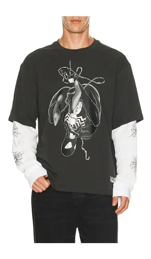 x Spider-Man Web Long Sleeve Double Layer Top x Spider-Man Web Long Sleeve Double Layer Top