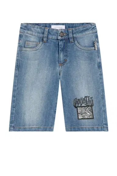 Roberto Cavalli Animalier Patchwork-Print Denim Shorts | Thumbnail 1 Roberto Cavalli Animalier Patchwork-Print Denim Shorts | Thumbnail 1