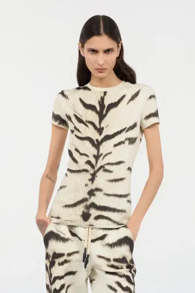 Roberto Cavalli Woman T-Shirt With White Tigresse OGAT X Roberto Cavalli Print | Thumbnail 2 Roberto Cavalli Woman T-Shirt With White Tigresse OGAT X Roberto Cavalli Print | Thumbnail 2