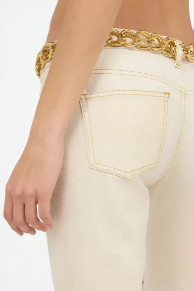 Roberto Cavalli Ivory flared jeans with gold animal-print detailing | Thumbnail 6 Roberto Cavalli Ivory flared jeans with gold animal-print detailing | Thumbnail 6