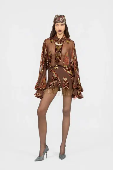 Roberto Cavalli Mini Skirt With Fil Coupé Details and Fringes | Thumbnail 6 Roberto Cavalli Mini Skirt With Fil Coupé Details and Fringes | Thumbnail 6