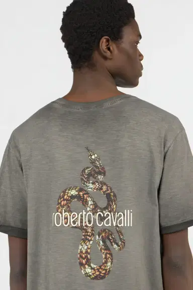 Roberto Cavalli Grey T-Shirt with Back Snake Print | Thumbnail 5 Roberto Cavalli Grey T-Shirt with Back Snake Print | Thumbnail 5