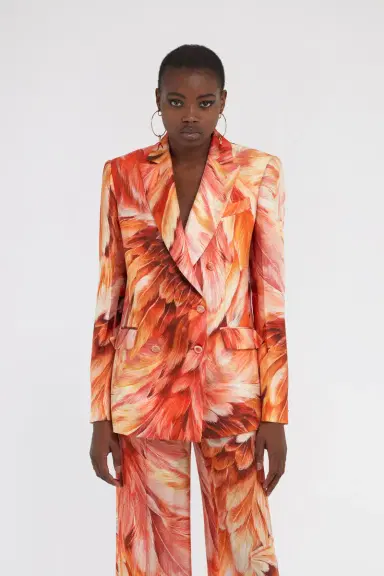 Roberto Cavalli Plumange Print Silk Jacket | Thumbnail 2 Roberto Cavalli Plumange Print Silk Jacket | Thumbnail 2
