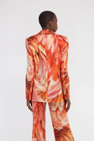 Roberto Cavalli Plumange Print Silk Jacket | Thumbnail 3 Roberto Cavalli Plumange Print Silk Jacket | Thumbnail 3
