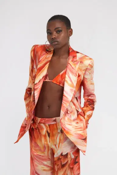 Roberto Cavalli Plumange Print Silk Jacket | Thumbnail 4 Roberto Cavalli Plumange Print Silk Jacket | Thumbnail 4