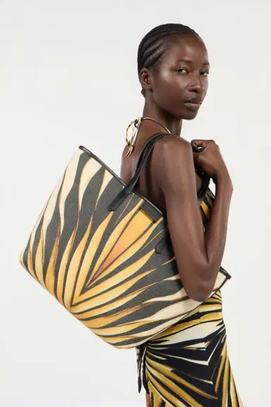 Roberto Cavalli Ray Of Gold Print Shopping Bag | Thumbnail 2 Roberto Cavalli Ray Of Gold Print Shopping Bag | Thumbnail 2