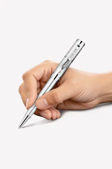 Roberto Cavalli Roberto Cavalli Chevron Ballpoint Pen, Silver Color | Thumbnail 3 Roberto Cavalli Roberto Cavalli Chevron Ballpoint Pen, Silver Color | Thumbnail 3