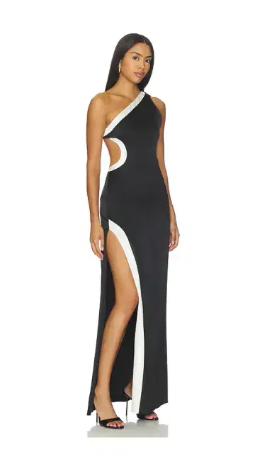 Alice + Olivia Alice + Olivia Gwendolyn Asymmetrical Cutout Midi Dress With Hardware Detail | Thumbnail 2 Alice + Olivia Alice + Olivia Gwendolyn Asymmetrical Cutout Midi Dress With Hardware Detail | Thumbnail 2
