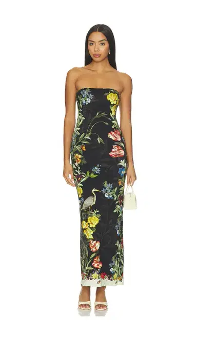 Alice + Olivia Alice + Olivia Delora Strapless Midi Dress | Thumbnail 1 Alice + Olivia Alice + Olivia Delora Strapless Midi Dress | Thumbnail 1