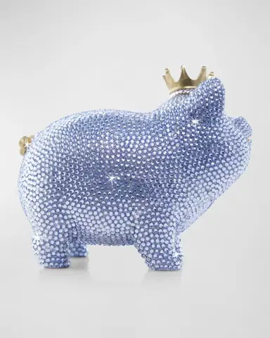 Jay Strongwater Baby Blue Piggy Bank w/ Crown | Thumbnail 4 Jay Strongwater Baby Blue Piggy Bank w/ Crown | Thumbnail 4