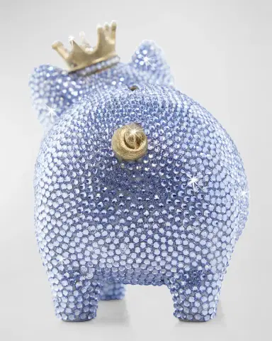Jay Strongwater Baby Blue Piggy Bank w/ Crown | Thumbnail 6 Jay Strongwater Baby Blue Piggy Bank w/ Crown | Thumbnail 6