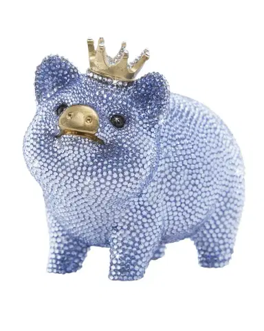 Jay Strongwater Baby Blue Piggy Bank w/ Crown | Thumbnail 1 Jay Strongwater Baby Blue Piggy Bank w/ Crown | Thumbnail 1