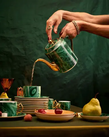 L 'Objet Malachite Espresso Cup & Saucer | Thumbnail 3 L 'Objet Malachite Espresso Cup & Saucer | Thumbnail 3