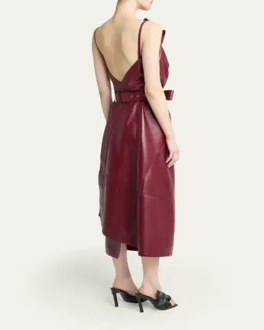 Givenchy Asymmetric Ruffle Leather Midi Dress | Thumbnail 3 Givenchy Asymmetric Ruffle Leather Midi Dress | Thumbnail 3