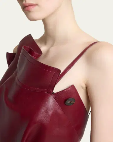 Givenchy Asymmetric Ruffle Leather Midi Dress | Thumbnail 5 Givenchy Asymmetric Ruffle Leather Midi Dress | Thumbnail 5
