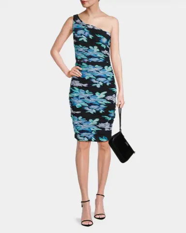 Ungaro Rosemary Floral Ruched One-Shoulder Midi Dress | Thumbnail 2 Ungaro Rosemary Floral Ruched One-Shoulder Midi Dress | Thumbnail 2