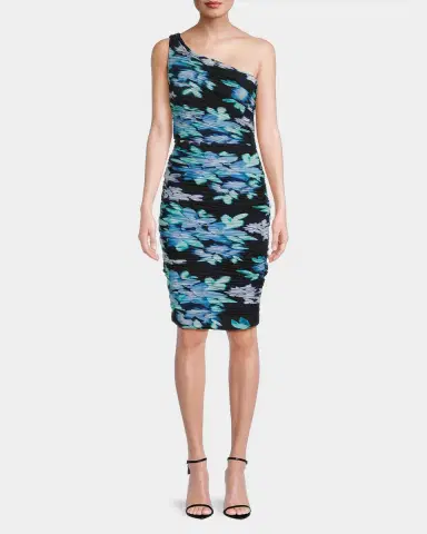 Ungaro Rosemary Floral Ruched One-Shoulder Midi Dress | Thumbnail 4 Ungaro Rosemary Floral Ruched One-Shoulder Midi Dress | Thumbnail 4