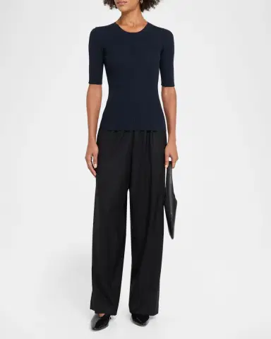 Oh My Goat Viscose Rib Knit Crewneck Sweater | Thumbnail 2 Oh My Goat Viscose Rib Knit Crewneck Sweater | Thumbnail 2