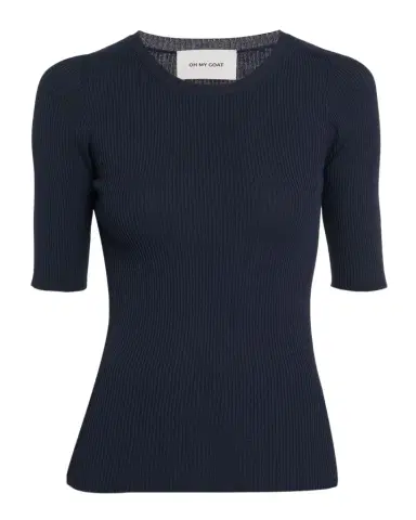 Oh My Goat Viscose Rib Knit Crewneck Sweater | Thumbnail 1 Oh My Goat Viscose Rib Knit Crewneck Sweater | Thumbnail 1