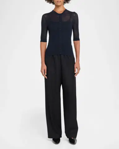 Oh My Goat Elbow-Sleeve Mesh Knit Top | Thumbnail 2 Oh My Goat Elbow-Sleeve Mesh Knit Top | Thumbnail 2
