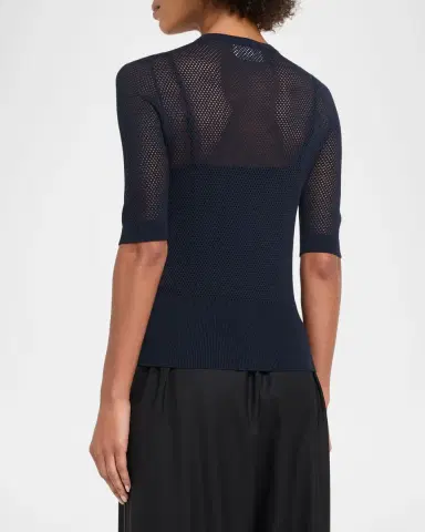 Oh My Goat Elbow-Sleeve Mesh Knit Top | Thumbnail 3 Oh My Goat Elbow-Sleeve Mesh Knit Top | Thumbnail 3