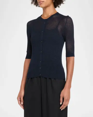 Oh My Goat Elbow-Sleeve Mesh Knit Top | Thumbnail 4 Oh My Goat Elbow-Sleeve Mesh Knit Top | Thumbnail 4
