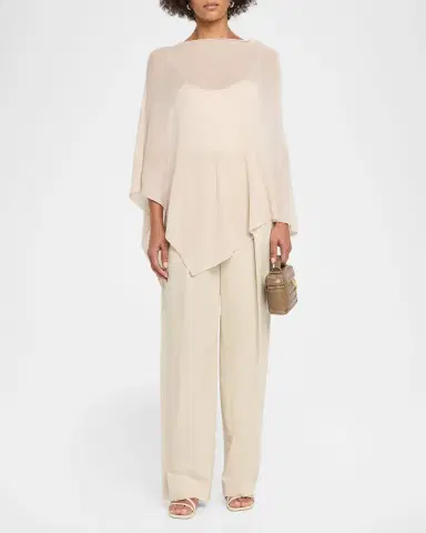 Oh My Goat Asymmetric Feather Cashmere Poncho | Thumbnail 2 Oh My Goat Asymmetric Feather Cashmere Poncho | Thumbnail 2