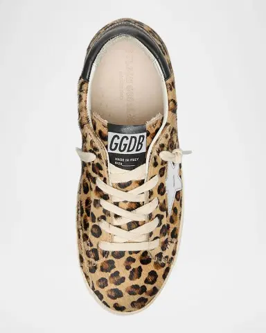 Golden Goose Girl's Super Star Leopard Calf Hair Sneakers, Kid | Thumbnail 3 Golden Goose Girl's Super Star Leopard Calf Hair Sneakers, Kid | Thumbnail 3