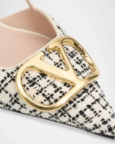 Valentino Garavani 80mm VLogo Signature Tweed Slingback Pumps | Thumbnail 5 Valentino Garavani 80mm VLogo Signature Tweed Slingback Pumps | Thumbnail 5