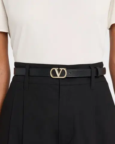 Valentino Garavani VLogo Signature Belt in Shiny Calfskin with Crystals 20MM | Thumbnail 2 Valentino Garavani VLogo Signature Belt in Shiny Calfskin with Crystals 20MM | Thumbnail 2