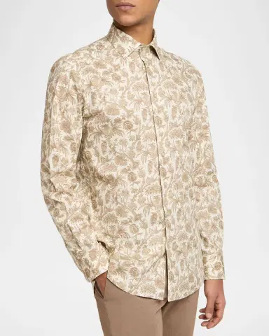 Etro Men 's Cotton-Stretch Paisley Sport Shirt | Thumbnail 4 Etro Men 's Cotton-Stretch Paisley Sport Shirt | Thumbnail 4